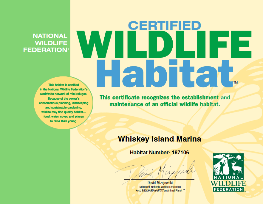 whiskey island Marins certified wildlife habitat certificate